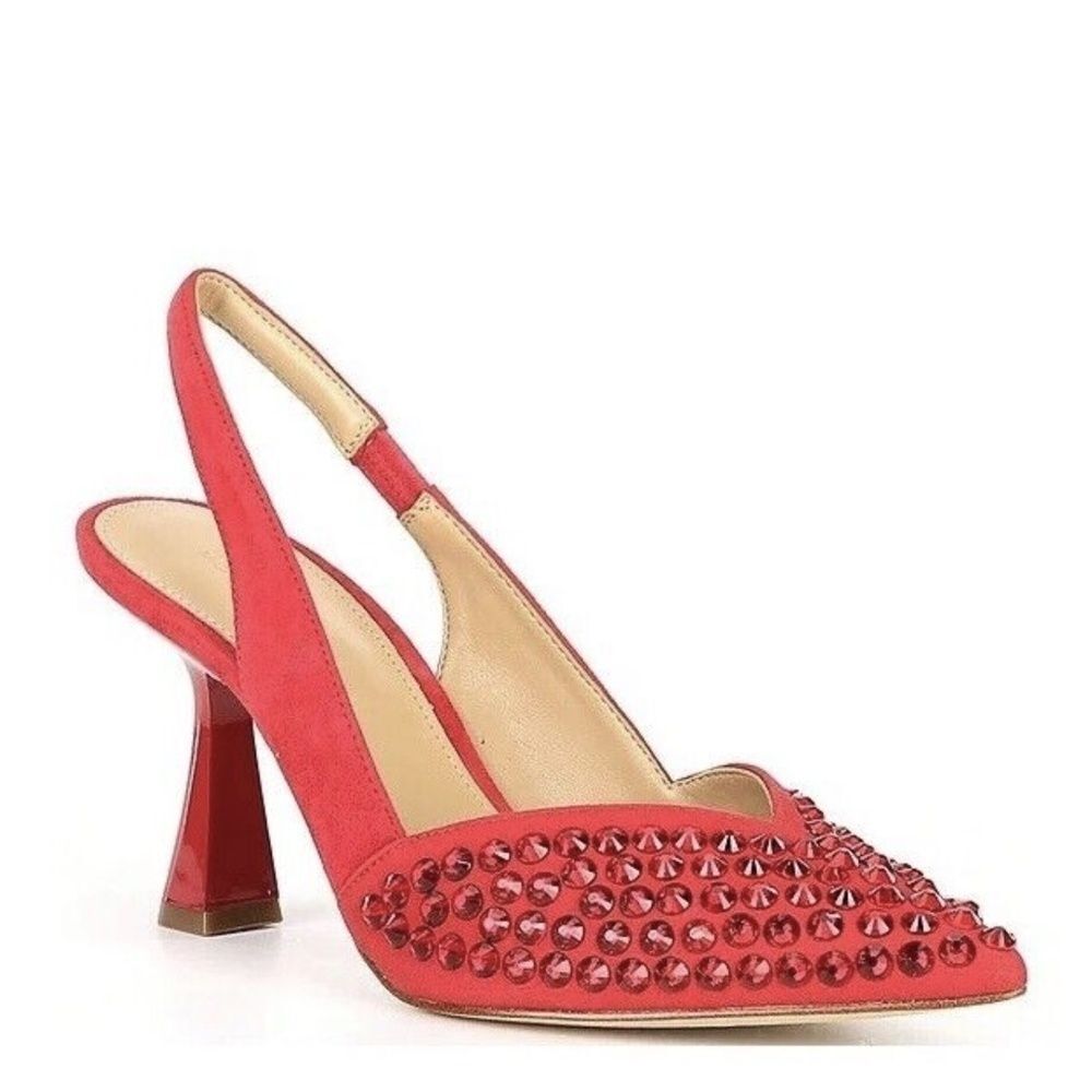 NEW MICHAEL Michael Kors Chelsea Rhinestone Embellished Suede Slingback Pumps